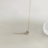 S925 Silver Plated 14K Gold Pendant Necklace with Zircon