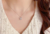 S925 Silver Clover Necklace with Zircon and Shell Pendant