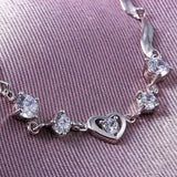 Zircon Bracelet with Heart-Shaped Crystal Charm