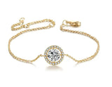 Diamond-Studded Bracelet, Moonstone, Gold-Plated Bracelet