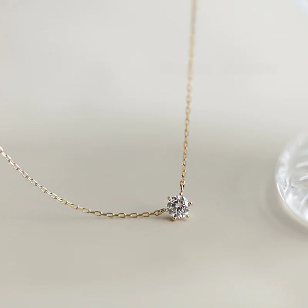 S925 Silver Plated 14K Gold Pendant Necklace with Zircon