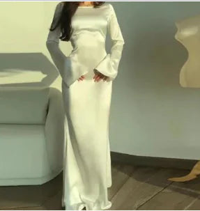 WOLFF Elegant Long Sleeve Dress with Waist Tie (One Piece)