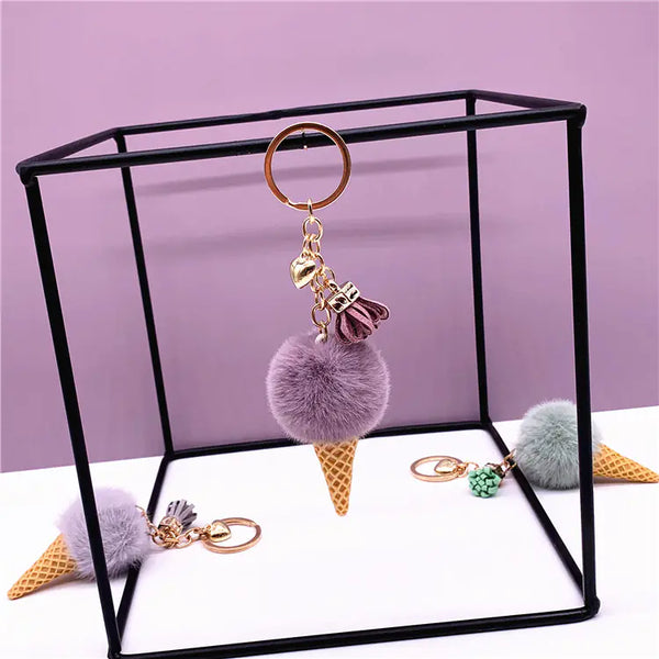 Cute Ice Cream Key Chain Plush Pendant for Bags