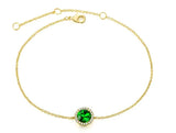 Pulsera con diamantes y piedra lunar bañada en oro
