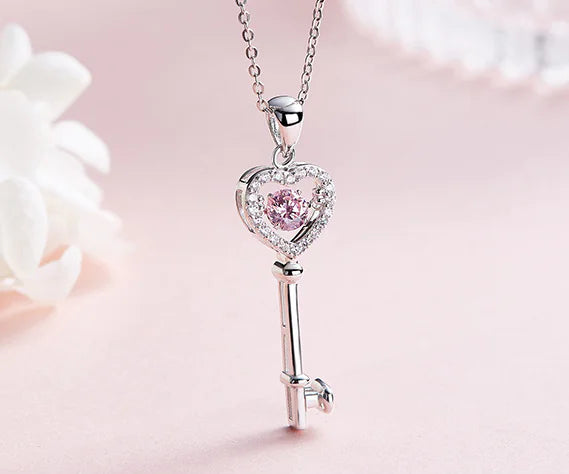 Heart Key Smart Necklace – 925 Silver Gold-Plated Pendant for Women