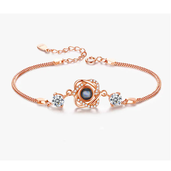 Silver Double Heart Projection Bracelet