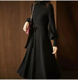 Long Knit Sweater Dress with Flared Sleeves