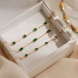 S925 Silver 14K Gold Emerald Zirconia Bracelet