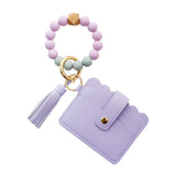 PU Tassel Card Case with Silicone Bracelet Key Ring