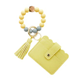 PU Tassel Card Case with Silicone Bracelet Key Ring