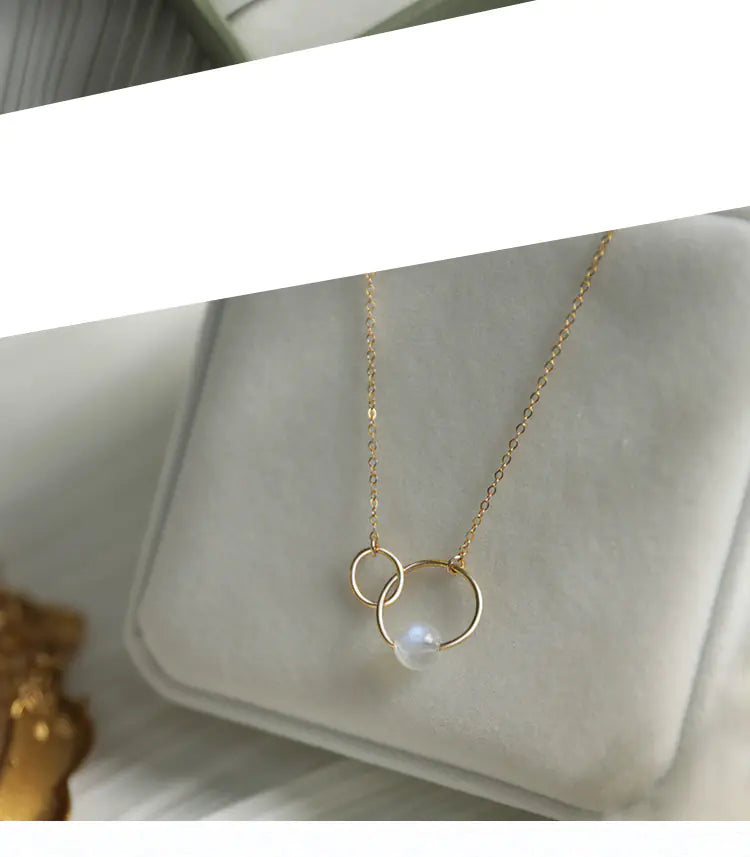 14K Gold-Plated Blue Moonstone Pendant Necklace