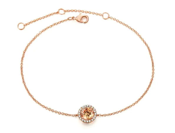 Pulsera con diamantes y piedra lunar bañada en oro