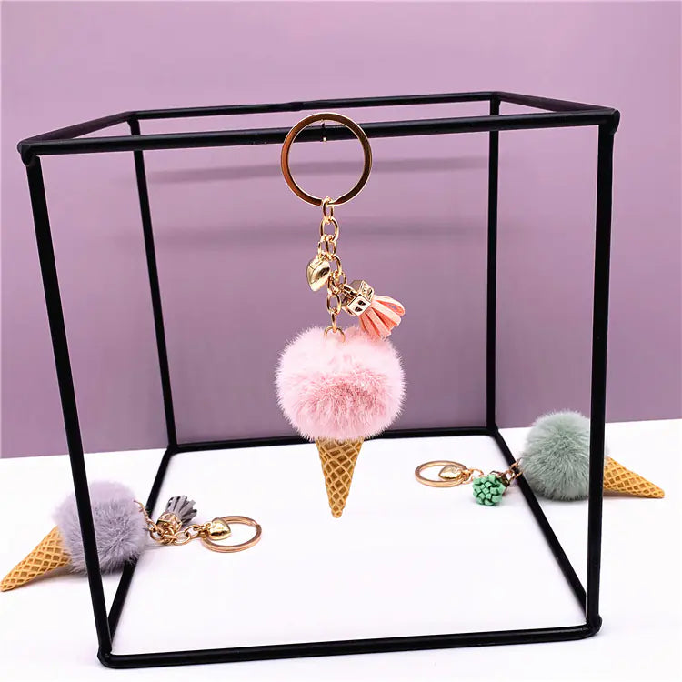 Cute Ice Cream Key Chain Plush Pendant for Bags