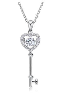 Heart Key Smart Necklace – 925 Silver Gold-Plated Pendant for Women
