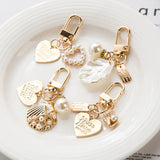 Elegant Peach Heart Shell Pendant Key Chain with Pearl