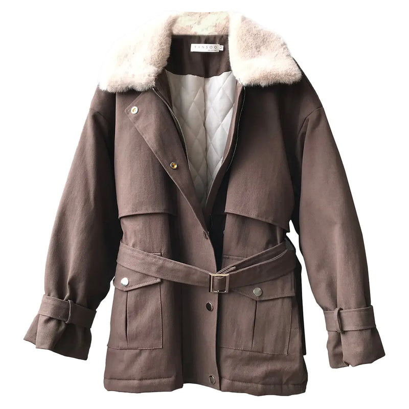 2025 Women's Thick Fur Collar Winter Jacket