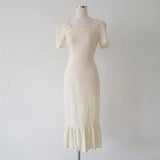 2020 Korean Chic Ruffled Mermaid Dress with Slim Fit