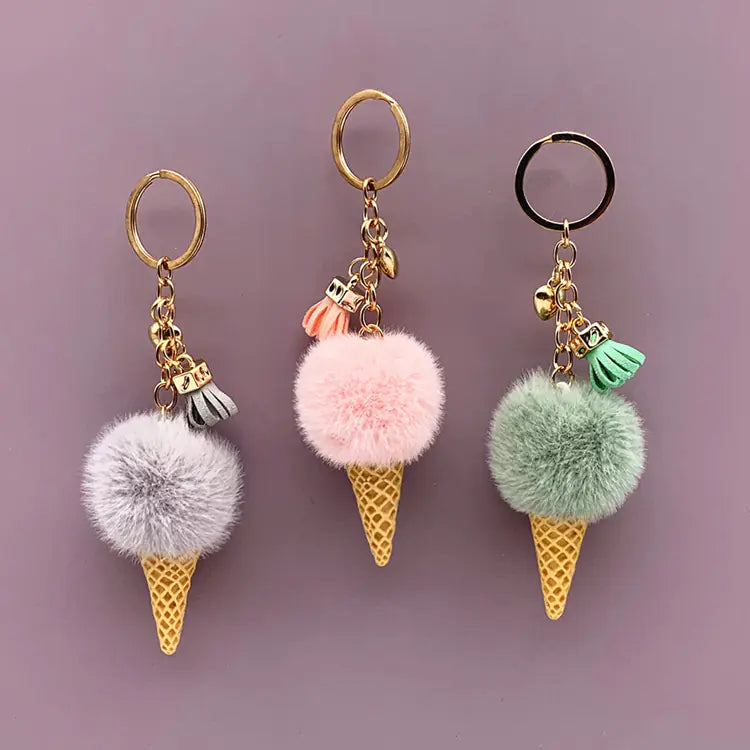 Cute Ice Cream Key Chain Plush Pendant for Bags