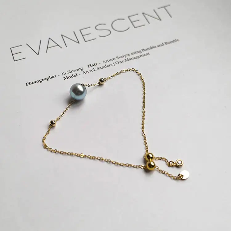 Seawater Pearl Hemp Single Bracelet with 14K Gold