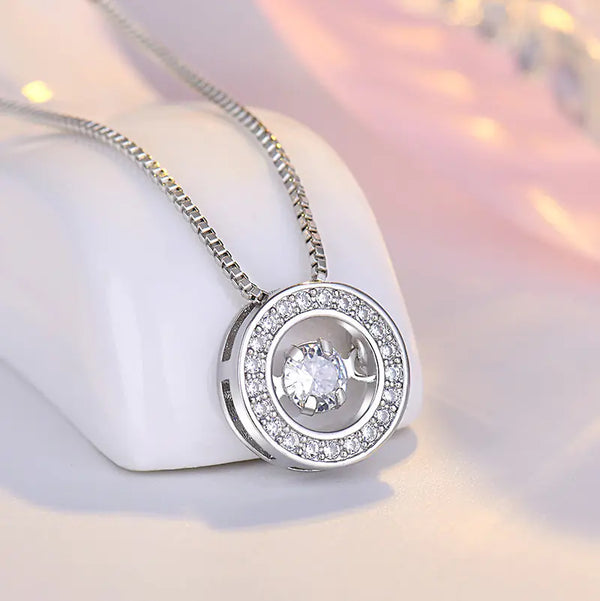 Trendy Heartbeat Necklace with Round Pendant