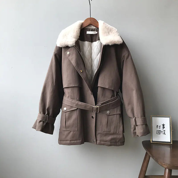 2025 Women's Thick Fur Collar Winter Jacket