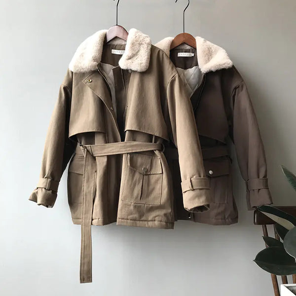 2025 Women's Thick Fur Collar Winter Jacket