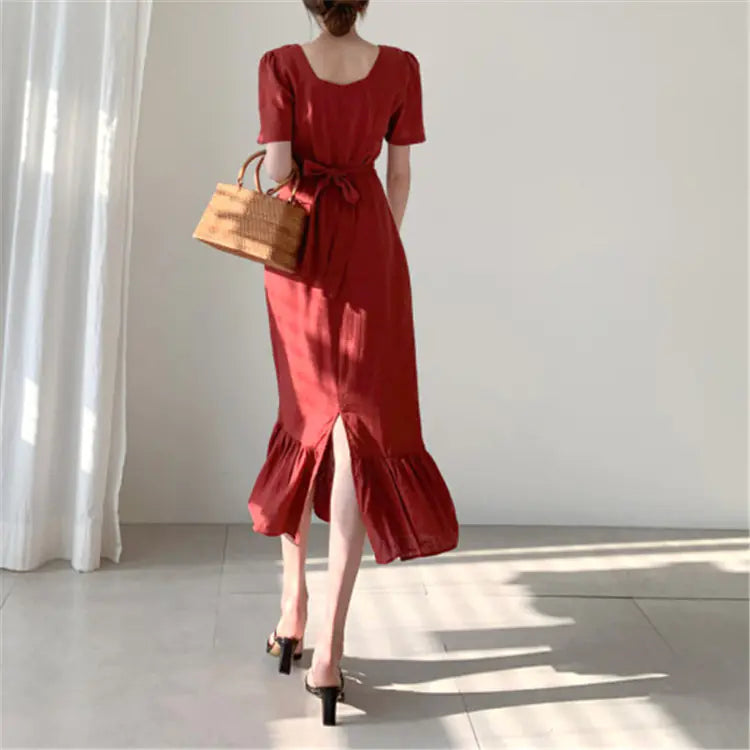 2020 Korean Chic Ruffled Mermaid Dress with Slim Fit