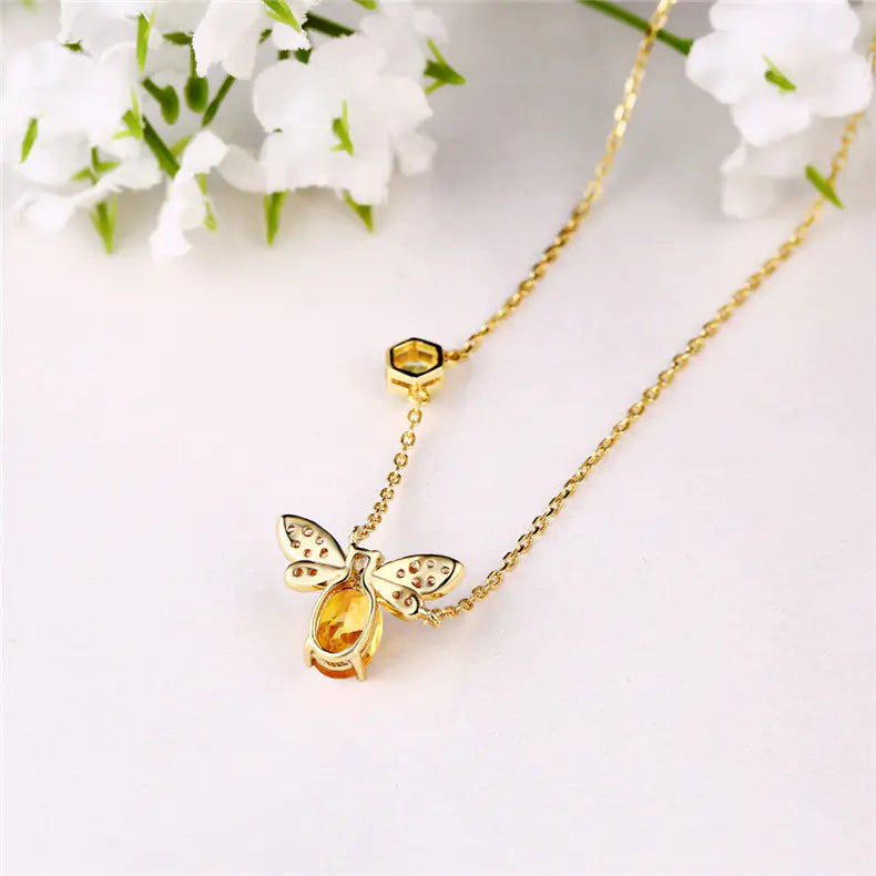 Original Design 14K Gold Plated Bee Necklace