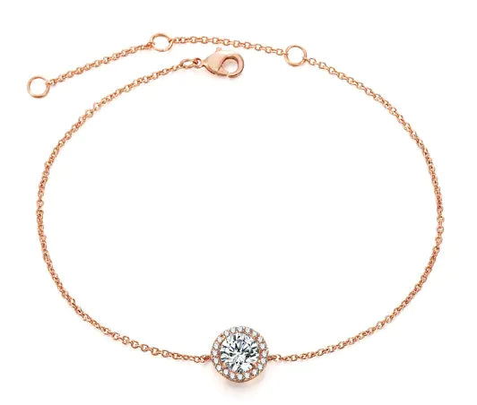 Pulsera con diamantes y piedra lunar bañada en oro