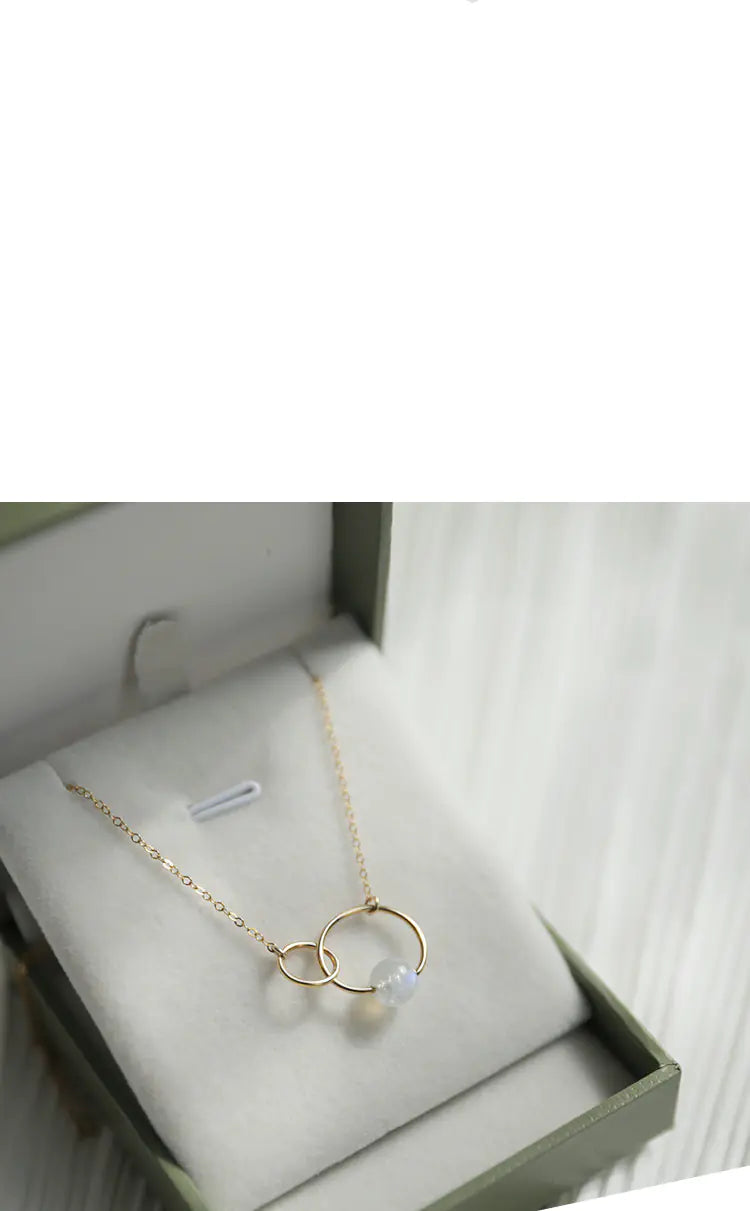 14K Gold-Plated Blue Moonstone Pendant Necklace