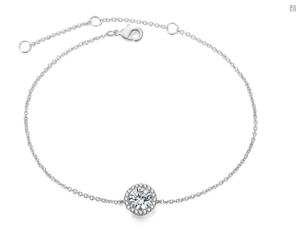 Pulsera con diamantes y piedra lunar bañada en oro