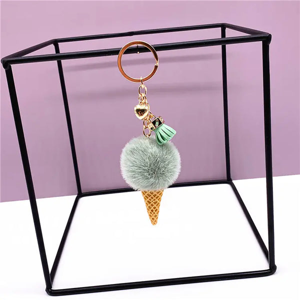 Cute Ice Cream Key Chain Plush Pendant for Bags
