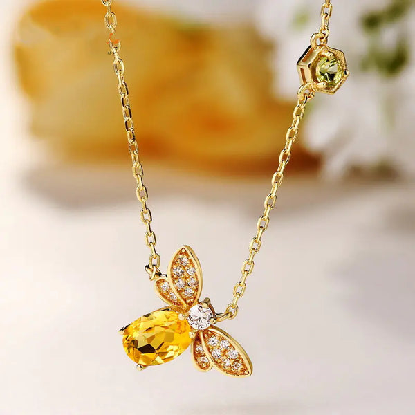 Original Design 14K Gold Plated Bee Necklace