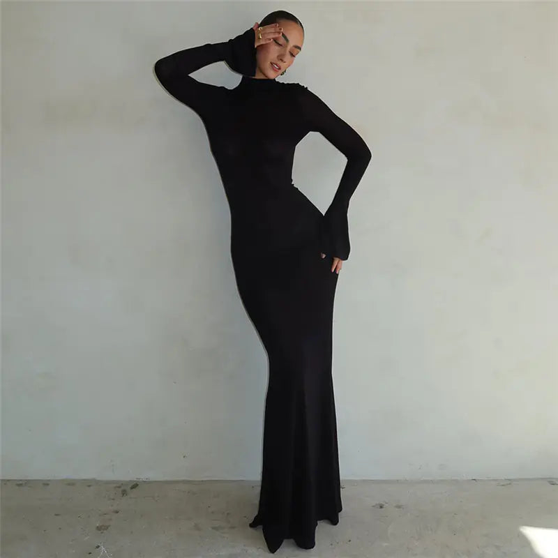 Women's Slim-fit Long Sleeve Round Neck Dress