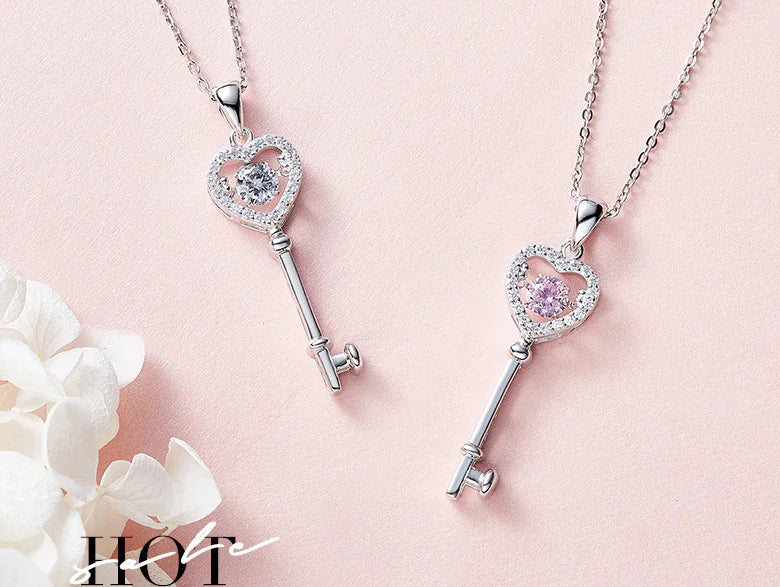 Heart Key Smart Necklace – 925 Silver Gold-Plated Pendant for Women