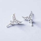925 Silver Angel Key Earrings with Wings