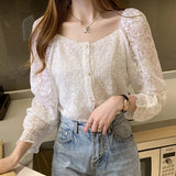 Western-style Lace Hollow Long-sleeved Cardigan Top